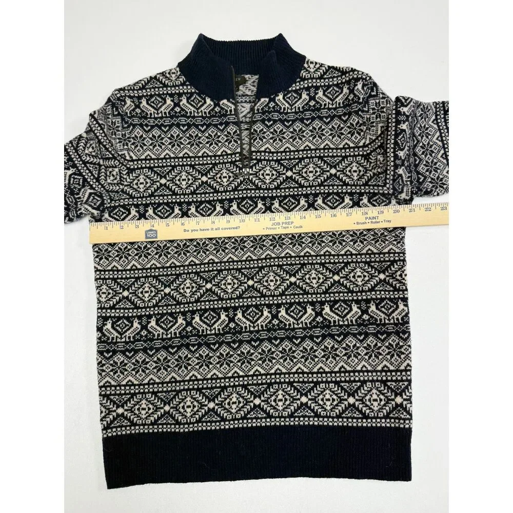 J.Crew Men's Fair Isle Lambswool Quarter Zip Sweater M